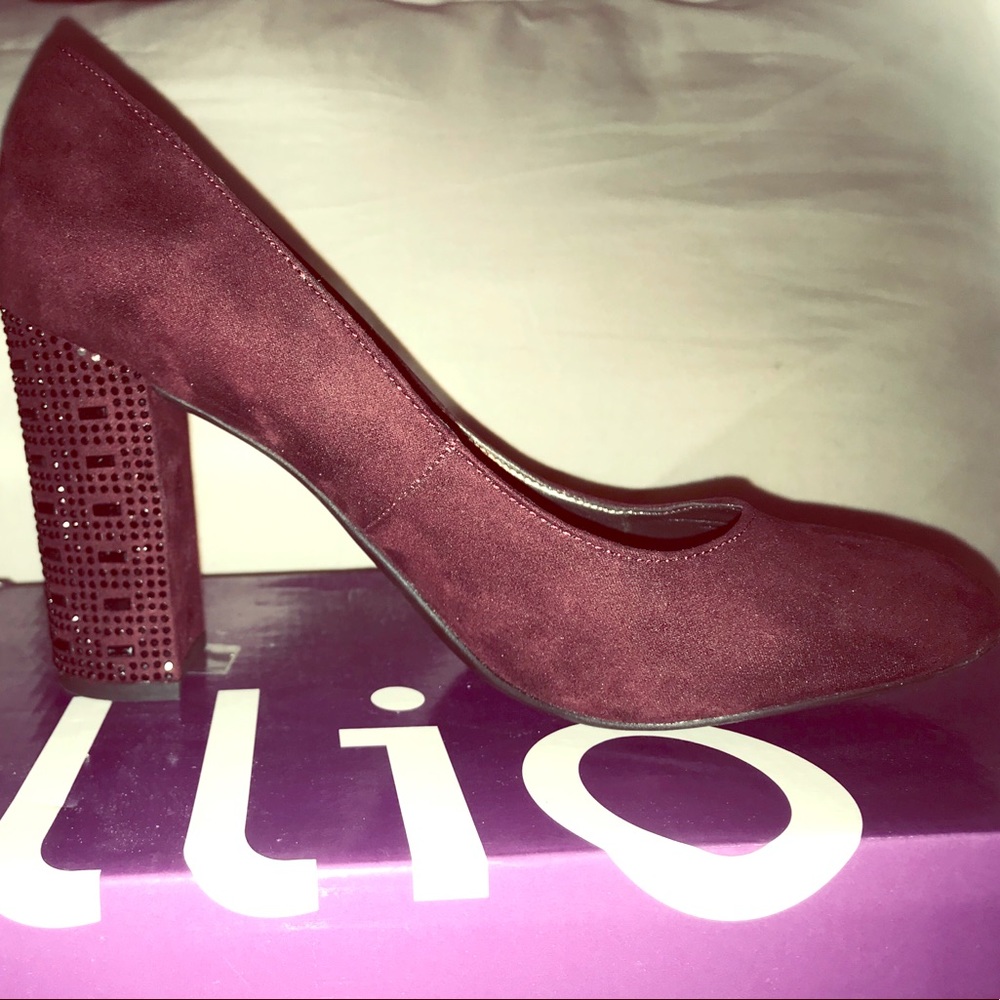 Maroon block heels